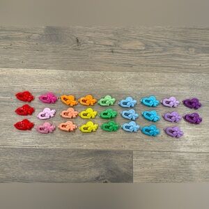 Vintage Plastic Snap Tight Hair Barrettes Clips Lot ALL Heart Bow Ribbons 26pc
